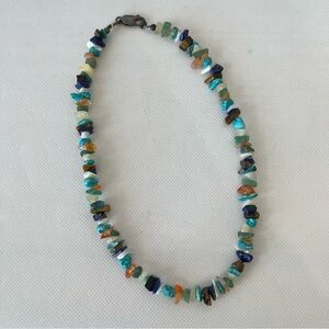 Vintage Multi Colored Turquoise Stone Necklace 925